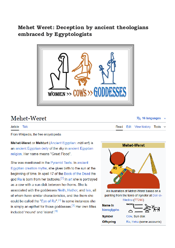 (PDF) Mehet Weret: Deception by ancient theologians embraced by ...