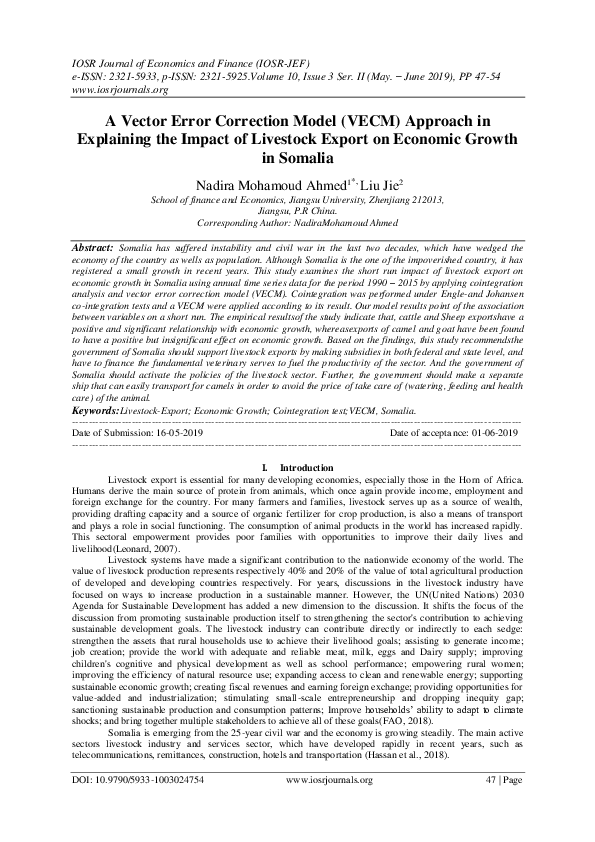 (PDF) A Vector Error Correction Model (VECM) Approach in Explaining the ...