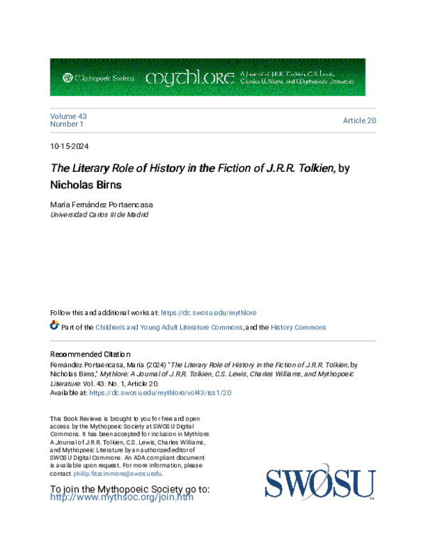 (PDF) The Literary Role of History in the Fiction of J.R.R. Tolkien by ...