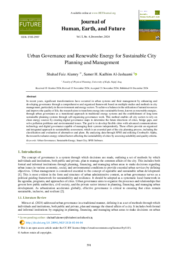 (PDF) Urban Governance and Renewable Energy for Sustainable City ...