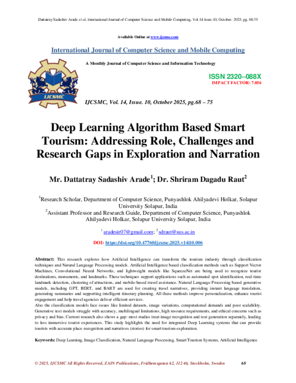 (PDF) Deep Learning Algorithm Based Smart Tourism: Addressing Role ...