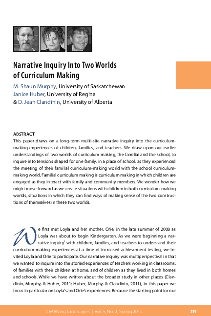 (PDF) Narrative Inquiry Into Two Worlds of Curriculum Making