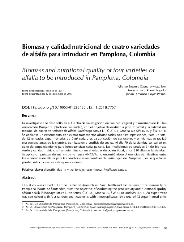 (PDF) Biomasa y calidad nutricional de cuatro variedades de alfalfa ...