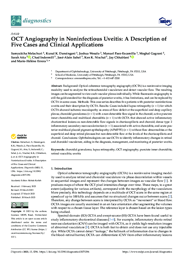 (PDF) OCT Angiography in Noninfectious Uveitis: A Description of Five ...