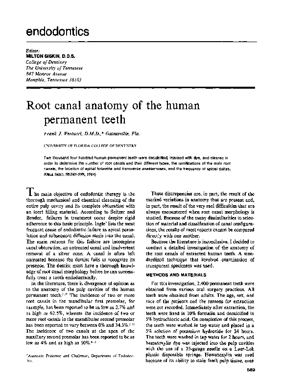 (PDF) Root canal anatomy of the human permanent teeth