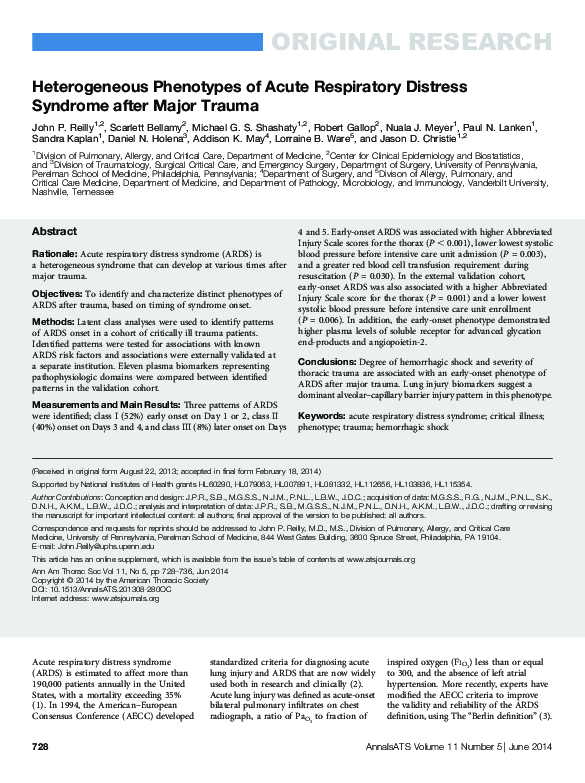 (PDF) Heterogeneous Phenotypes of Acute Respiratory Distress Syndrome ...