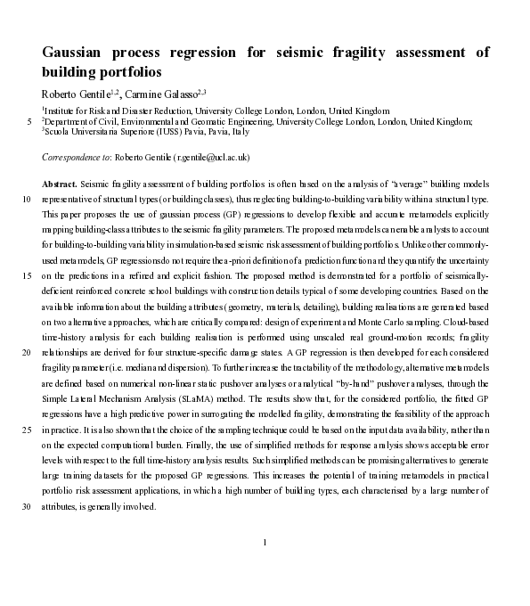 (PDF) Gaussian process regression for seismic fragility assessment of ...
