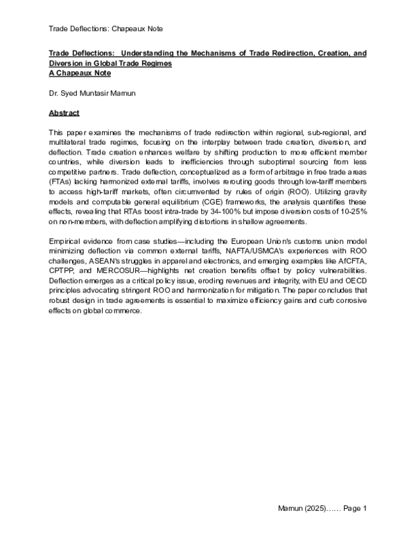 (PDF) Trade Deflections: Chapeaux Note Trade Deflections: Understanding ...