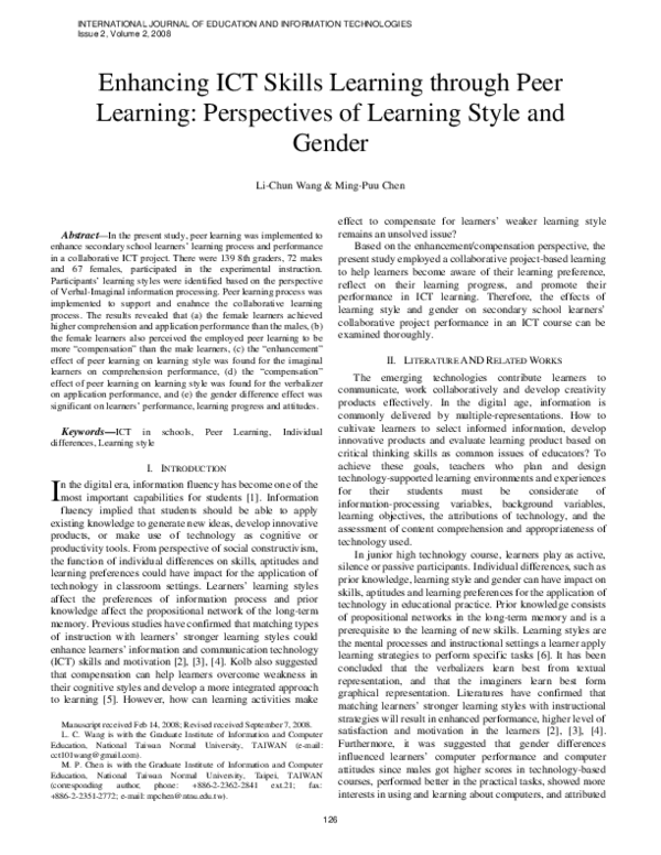 (PDF) Enhancing ICT skills learning through peer learning: Perspectives ...