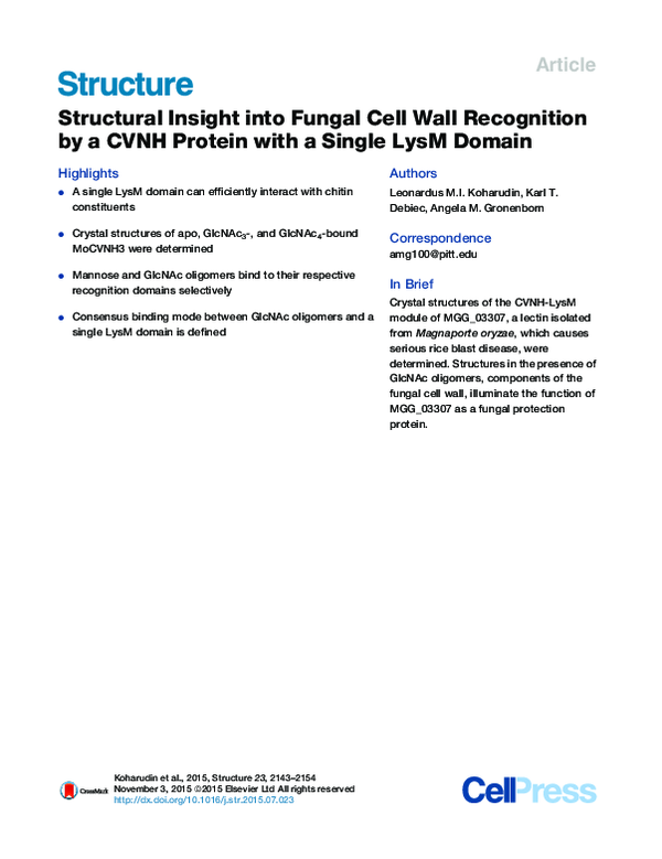(PDF) Structural Insight into Fungal Cell Wall Recognition by a CVNH ...