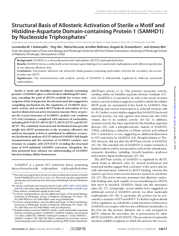 (PDF) Structural Basis of Allosteric Activation of Sterile α Motif and ...