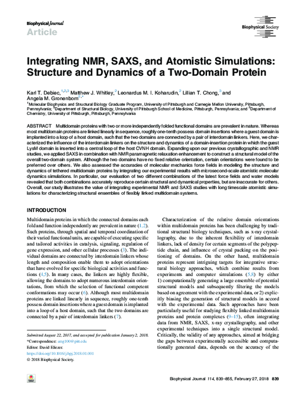 (PDF) Integrating NMR, SAXS, and Atomistic Simulations: Structure and ...
