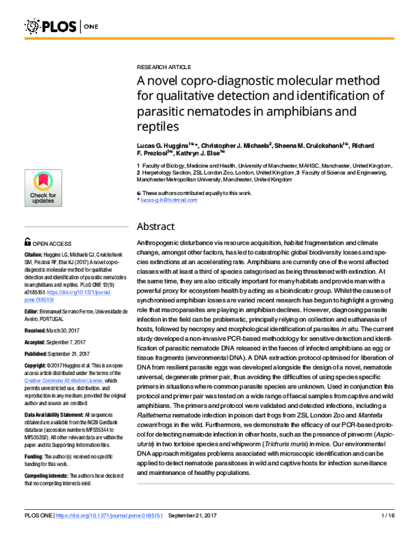 (PDF) A novel copro-diagnostic molecular method for qualitative ...