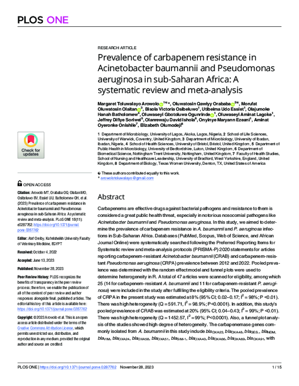 (PDF) Prevalence of carbapenem resistance in Acinetobacter baumannii ...