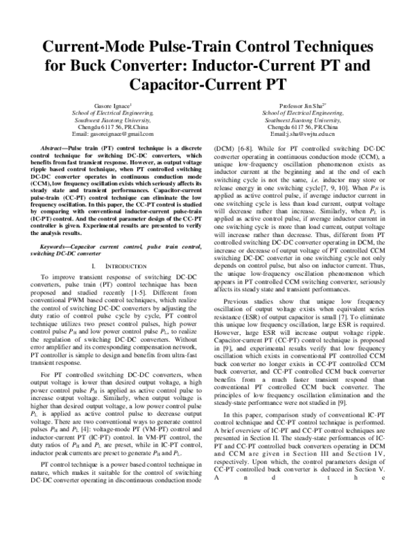 (PDF) Current-Mode Pulse-Train Control Techniques for Buck Converter ...