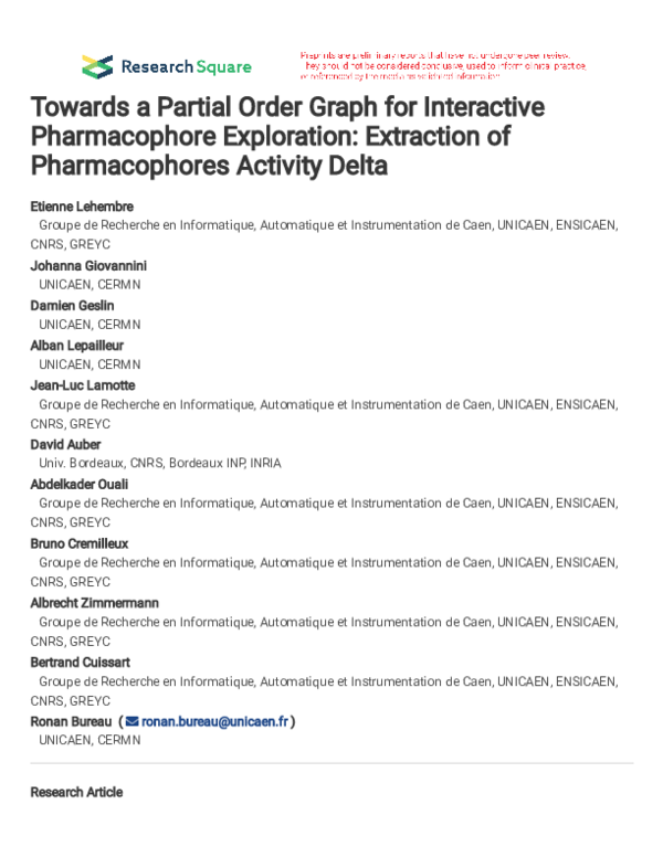 (PDF) Towards a Partial Order Graph for Interactive Pharmacophore ...
