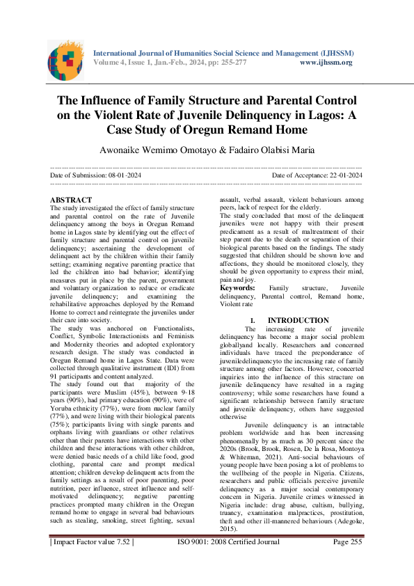 (PDF) The Influence of Family Structure and Parental Control on the ...