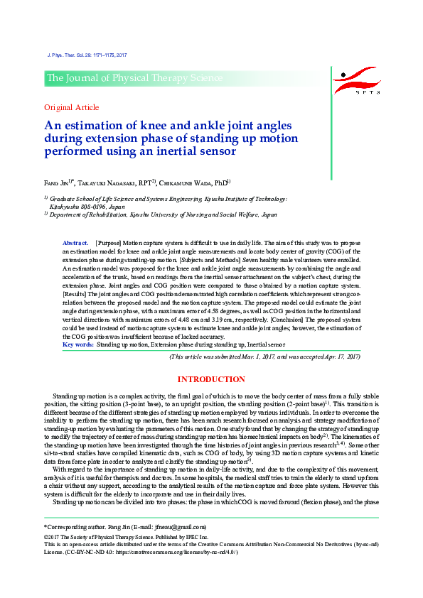 (PDF) An estimation of knee and ankle joint angles during extension ...