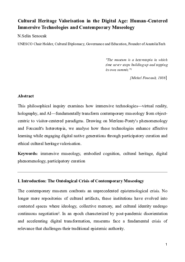 (PDF) Cultural Heritage Valorisation in the Digital Age: Human-Centered ...