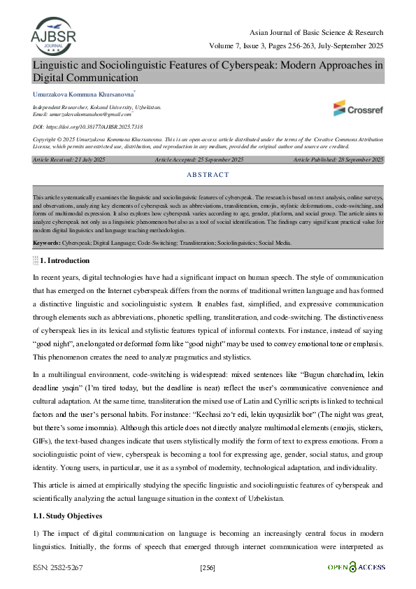 (PDF) Linguistic and Sociolinguistic Features of Cyberspeak: Modern ...
