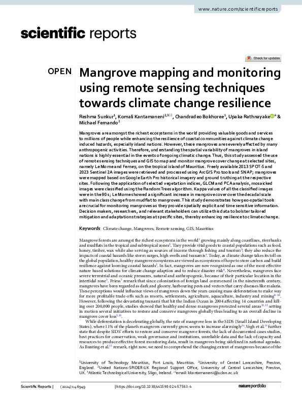 (PDF) Mangrove mapping and monitoring using remote sensing techniques ...