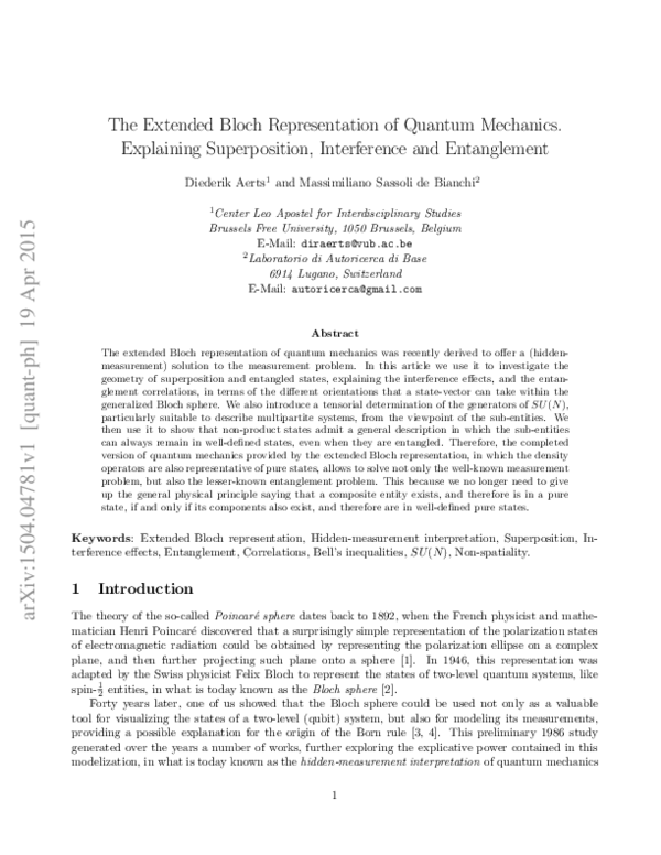 (PDF) The extended Bloch representation of quantum mechanics ...