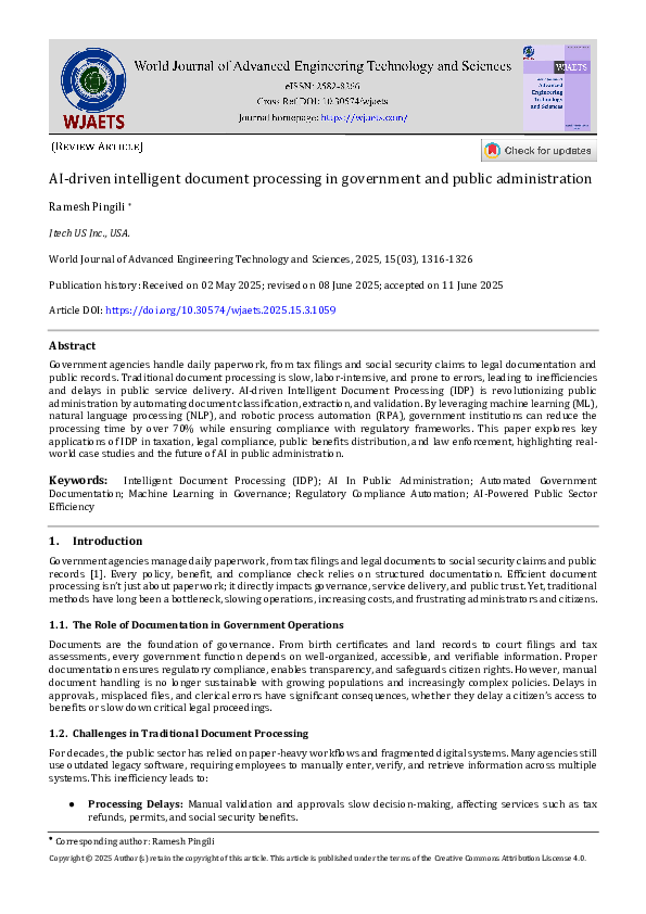 (PDF) AI-driven intelligent document processing in government and ...
