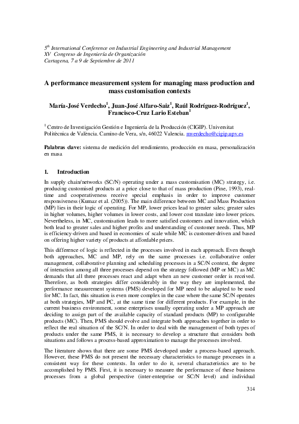 (PDF) A performance measurement system for managing mass production and ...