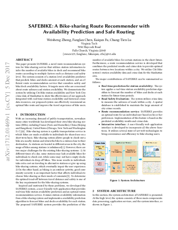 (PDF) SAFEBIKE: A Bike-sharing Route Recommender with Availability ...
