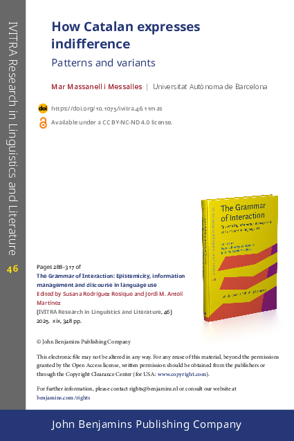 (PDF) How Catalan expresses indifference: Patterns and variants