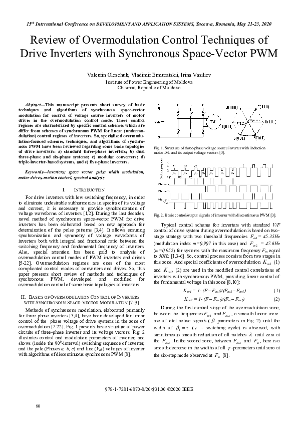 (PDF) Review of Overmodulation Control Techniques of Drive Inverters ...