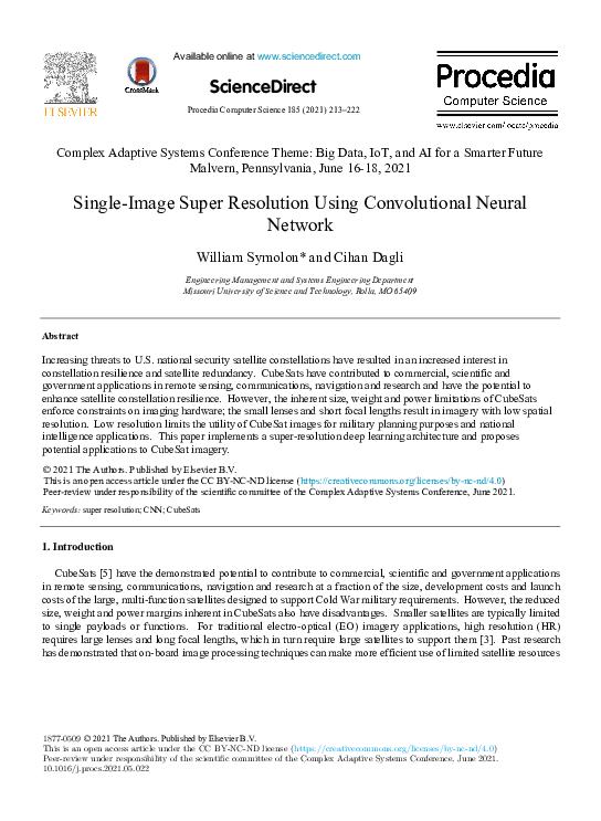 (PDF) Single-Image Super Resolution Using Convolutional Neural Network
