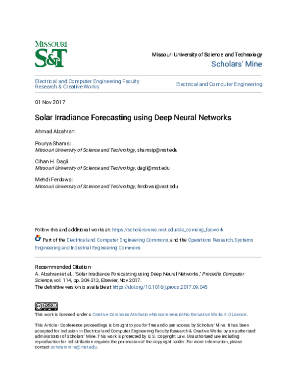 (PDF) Solar Irradiance Forecasting Using Deep Neural Networks