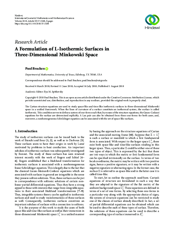(PDF) A Formulation of L-Isothermic Surfaces in Three-Dimensional ...