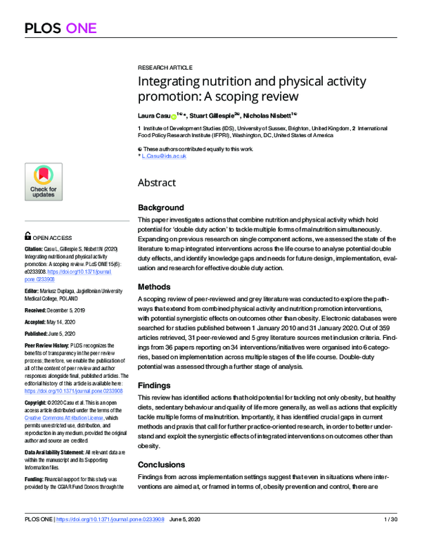 (PDF) Integrating nutrition and physical activity promotion: A scoping ...
