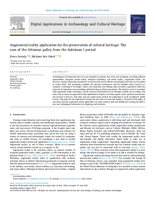 (PDF) Augmented reality application for the preservation of cultural ...