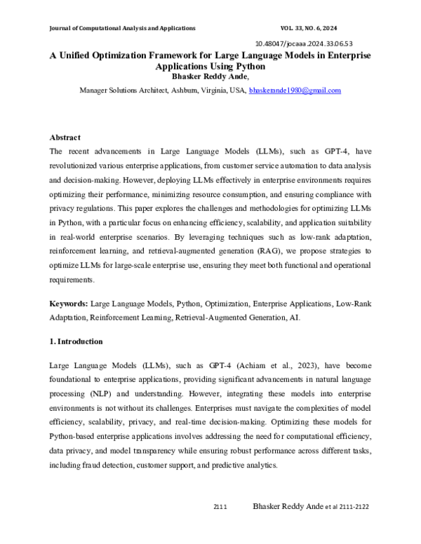 (PDF) A Unified Optimization Framework for Large Language Models in ...
