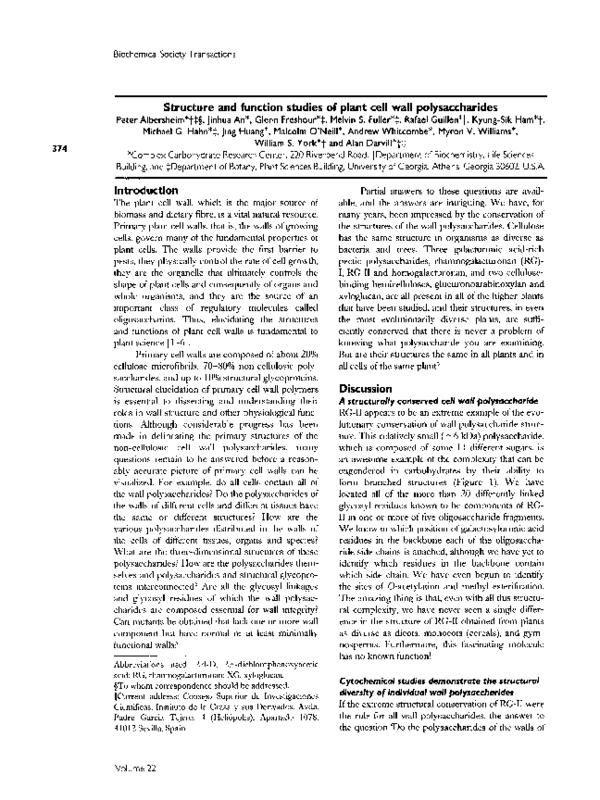 (PDF) Structure and function studies of plant cell wall polysaccharides