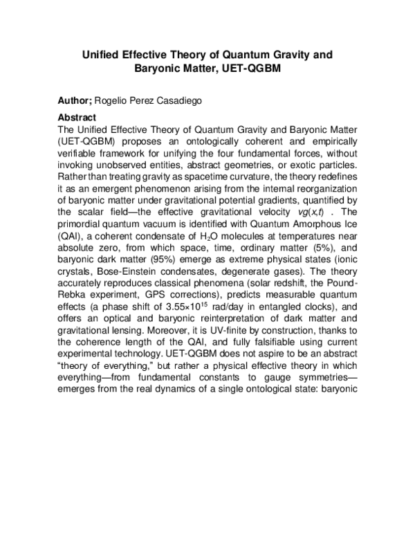 (PDF) Unified Effective Theory of Quantum Gravity and Baryonic Matter ...