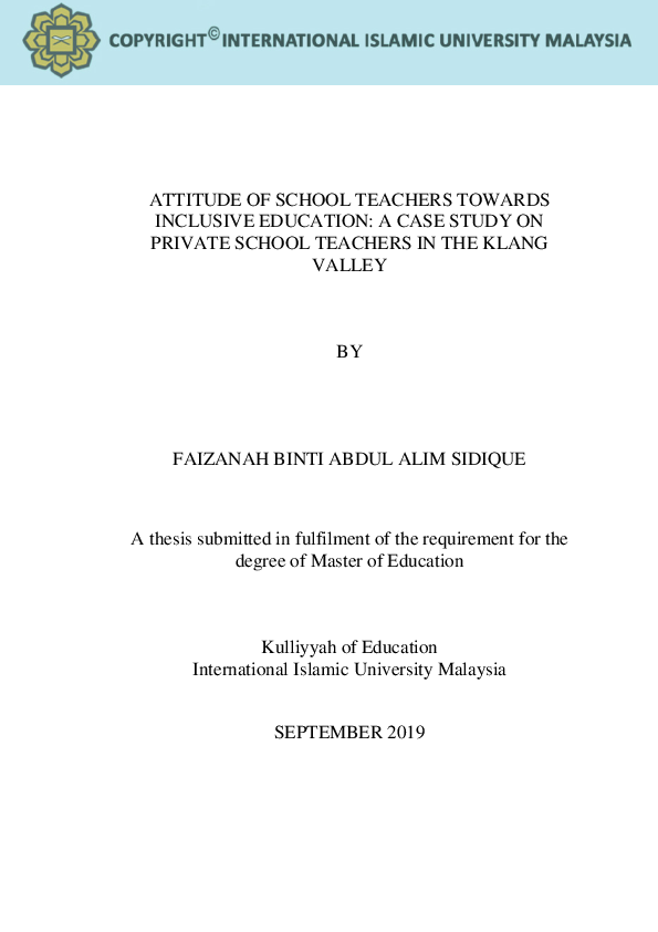 (PDF) Attitude of school teachers towards inclusive education : a case ...