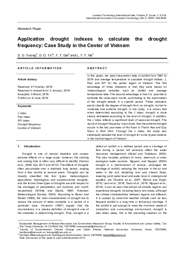 (PDF) Application drought indexes to calculate the drought frequency ...