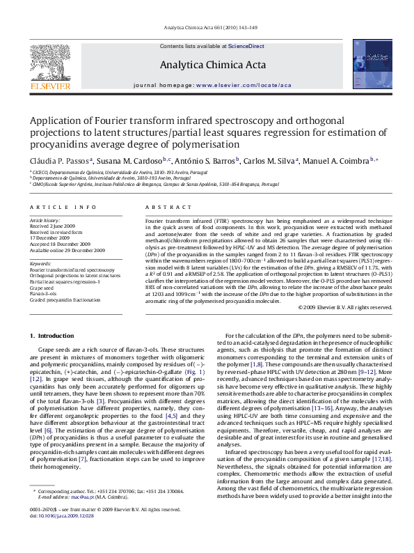 (PDF) Application of Fourier transform infrared spectroscopy and ...