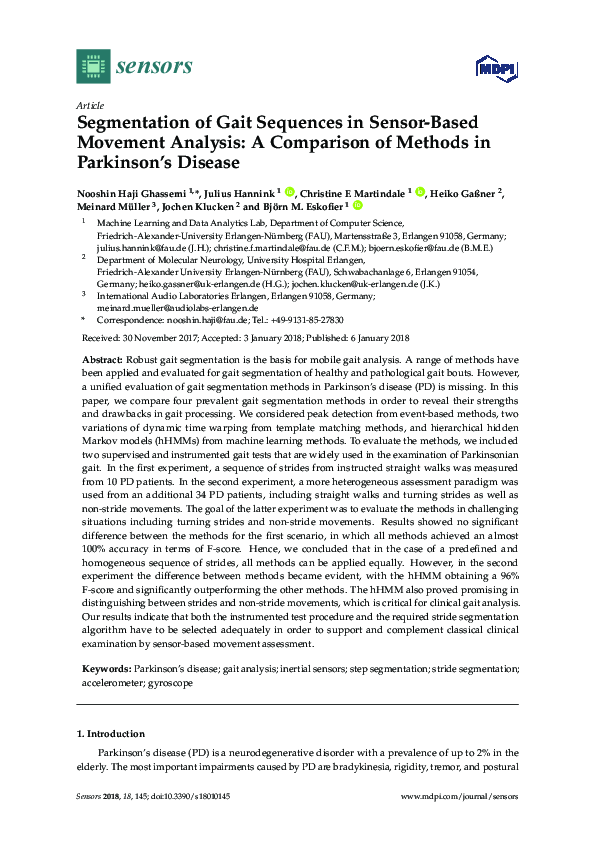 (PDF) Segmentation of Gait Sequences in Sensor-Based Movement Analysis ...