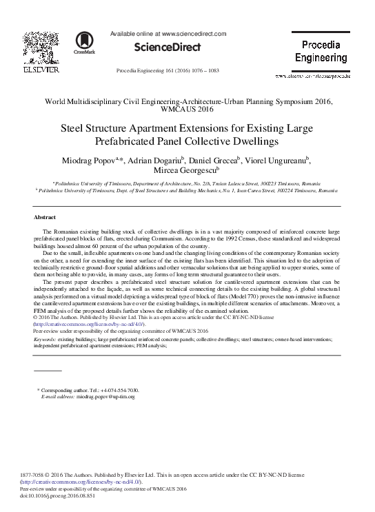 (PDF) Steel Structure Apartment Extensions for Existing Large ...