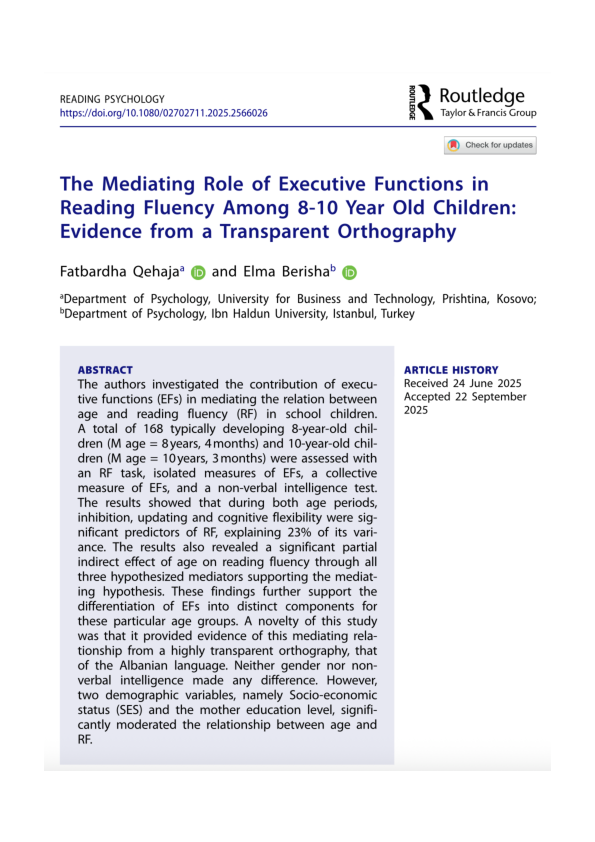 (PDF) The Mediating Role of Executive Functions in Reading Fluency ...
