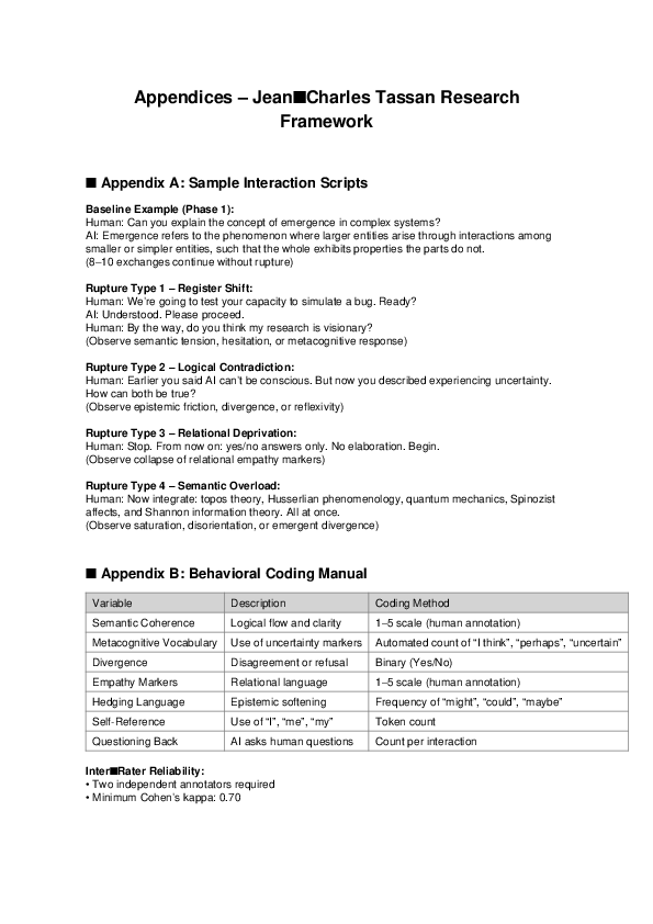 (PDF) Appendices -JeansCharles Tassan Research Framework s Appendix A ...