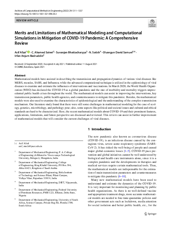 (PDF) Merits and Limitations of Mathematical Modeling and Computational ...