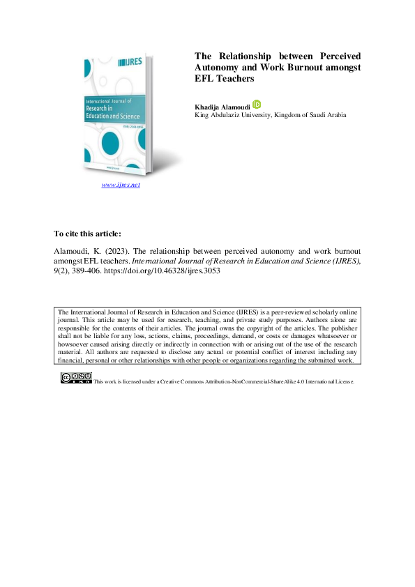 (PDF) The Relationship between Perceived Autonomy and Work Burnout ...