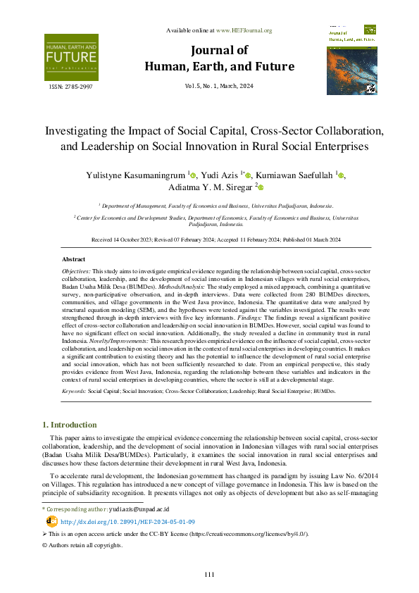 (PDF) Investigating the Impact of Social Capital, Cross-Sector ...