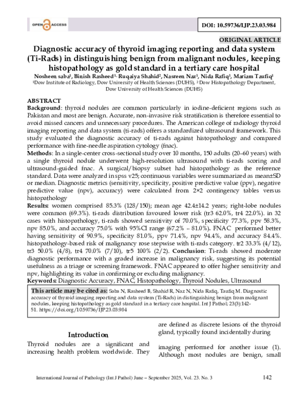 (PDF) Diagnostic accuracy of thyroid imaging reporting and data system ...